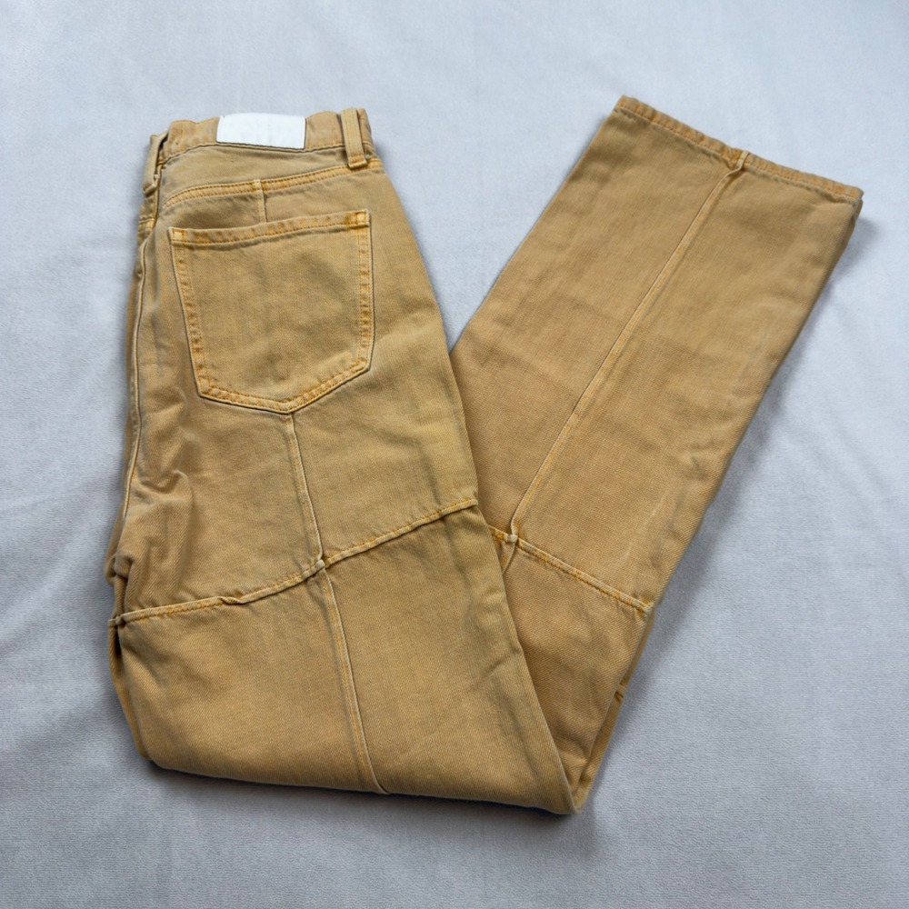 Pistola Nectar Yellow‎ Patchwork Paneled High Rise Straight Leg Jeans Womens 26